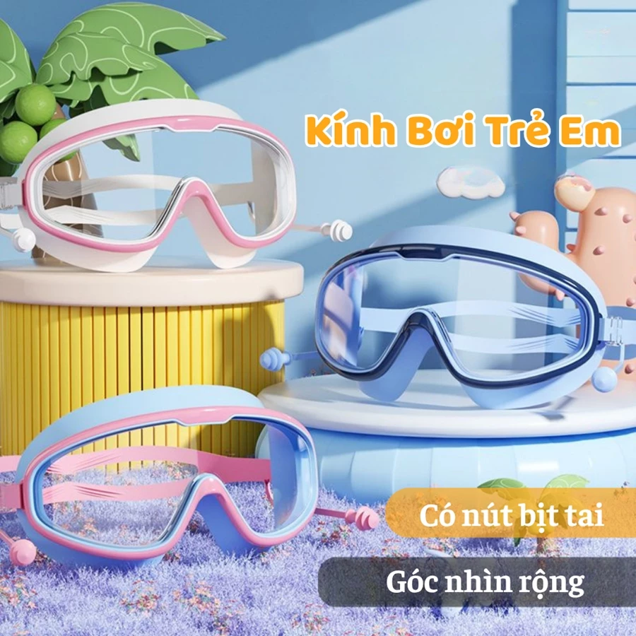 Kính bơi trẻ em góc nhìn rộng viền silicon mềm