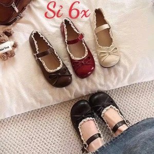 Giày búp bê da nữ mix ren vibe tiểu thư nàng thơ