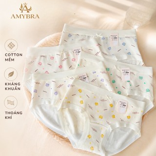 Quần Lót Nữ AMYBRA Cotton Viền Su Ôm Mông Êm ÁI, Quần Chip Nữ Đáy May Thấm Hút Kháng Khuẩn L6408