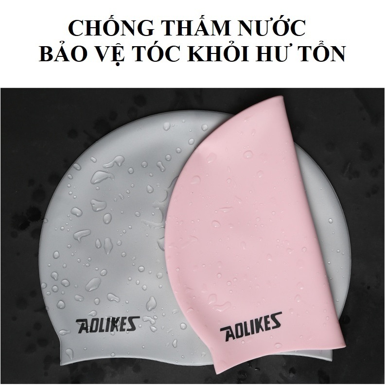 Mũ Bơi, Nón Bơi Người Lớn Silicone Chống Thấm Nước, Siêu Co Giãn, Bảo Vệ Tai Và Tóc AOLIKES 5010