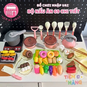 Bộ Đồ Chơi Nấu Ăn 69 Chi Tiết, Đủ Dụng Cụ, Đa Dạng Thực Phẩm, Bếp Sử Dụng Pin - Có Âm Thanh Mô Phỏng