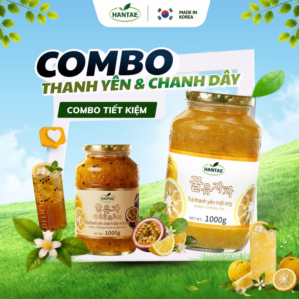 Combo Trà Thanh Yên & Chanh Dây Mật Ong Hantae – Nhập khẩu Hàn Quốc, chăm sóc sức khỏe mỗi ngày HOT!