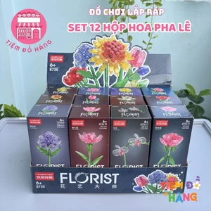 Set Đồ Chơi Lắp Ráp 12 Hộp Hoa Màu Pha Lê Mini Trang Trí Đẹp