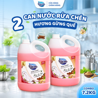 Combo 2 Can Nước Rửa Chén 𝐂𝐥𝐚𝐫𝐚 Hương Gừng Quế 3.6Kg NRCQG08 Đánh Bay Dầu Mỡ Khử Mùi Sạch Bát Đĩa Sáng Bóng