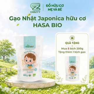[MUA 1kg tặng bịch 200gr] Gạo Nhật Japonica hữu cơ Hasa Bio 200g nấu cháo sánh mịn cho bé dễ tiêu hóa