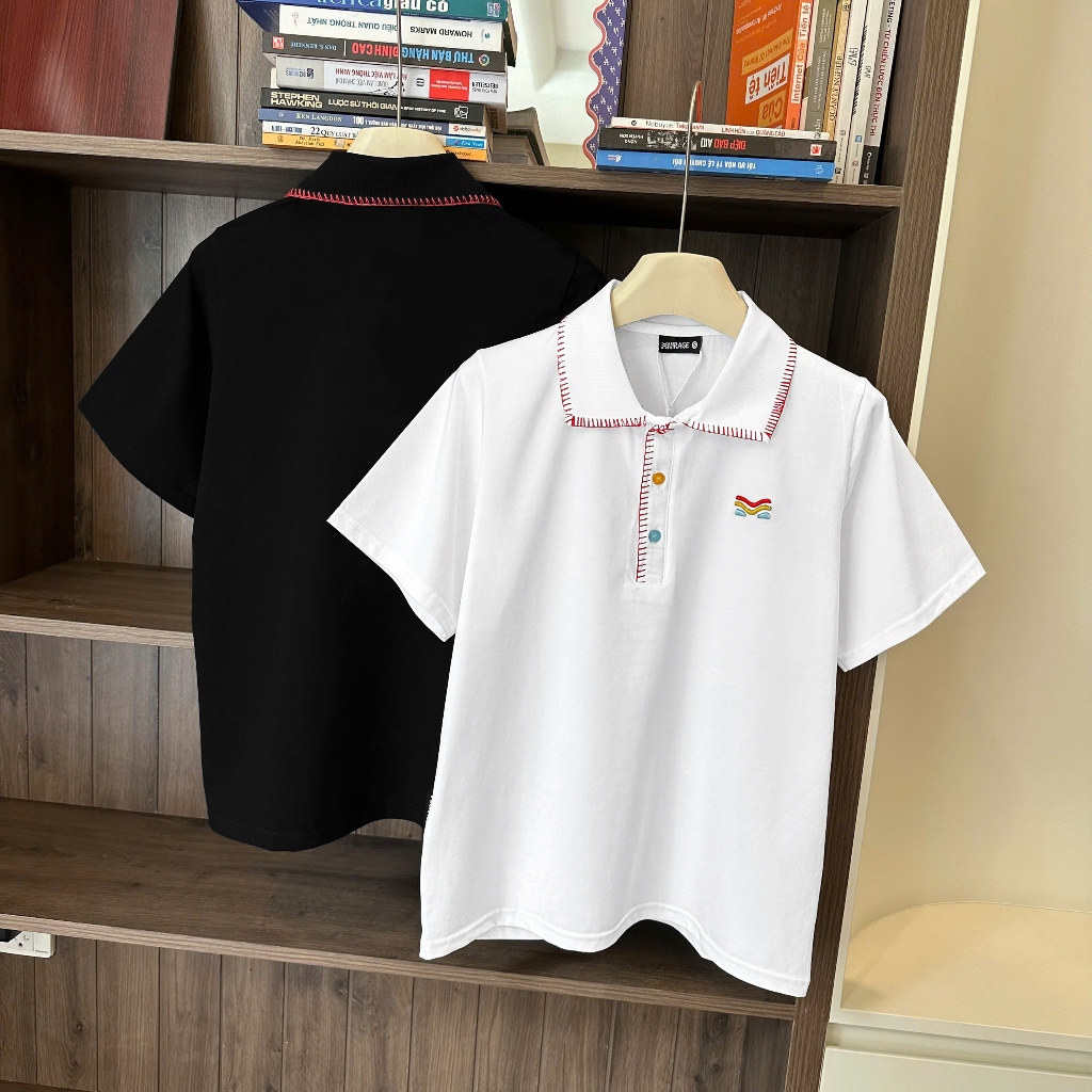 Áo Thun Viền Chỉ Thêu Thanh Lịch, Chất Cotton Mềm Mịn, Có Kèm Hình Thật.