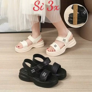 Dép sandal đế cao nữ 4cm chữ Minn quai nhựa silicon