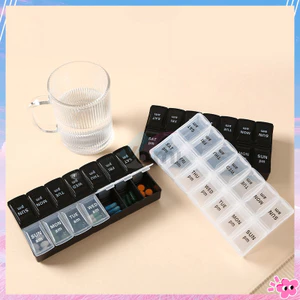 Hộp Đựng Thuốc Chia 14 Ngăn Có Nắp Chống Ẩm 7 Ngày Trong Tuần Tiện Dụng Mang Đi Du Lịch