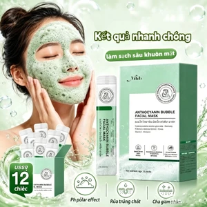 5g*12 gói Mặt nạ bọt anthocyanin giúp loại bỏ mụn đầu đen, mụn ẩn, mụn trứng cá, làm sạch sâu