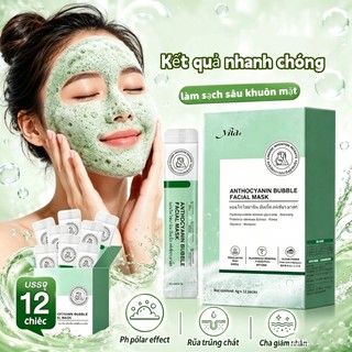 5g*12 gói Mặt nạ bọt anthocyanin giúp loại bỏ mụn đầu đen, mụn ẩn, mụn trứng cá, làm sạch sâu