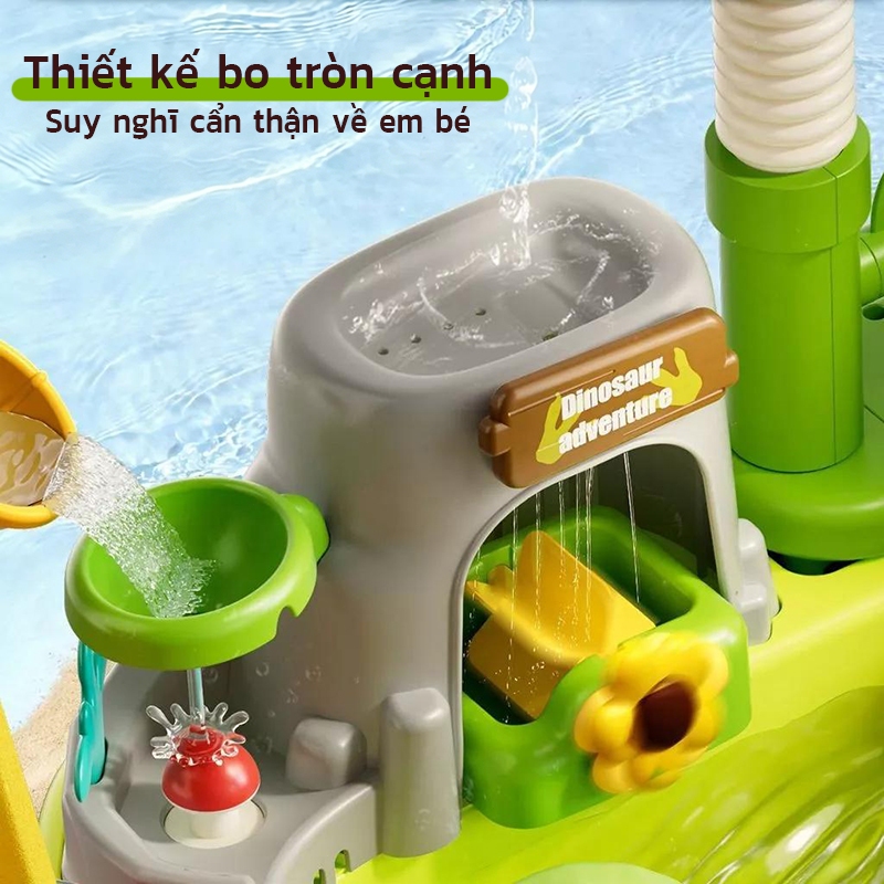 Bàn Chơi Nước Khủng Long Đa Năng Tại Nhà | Vòi Điện + Trượt Nước + Đánh Cá Cho Bé Chơi An Toàn