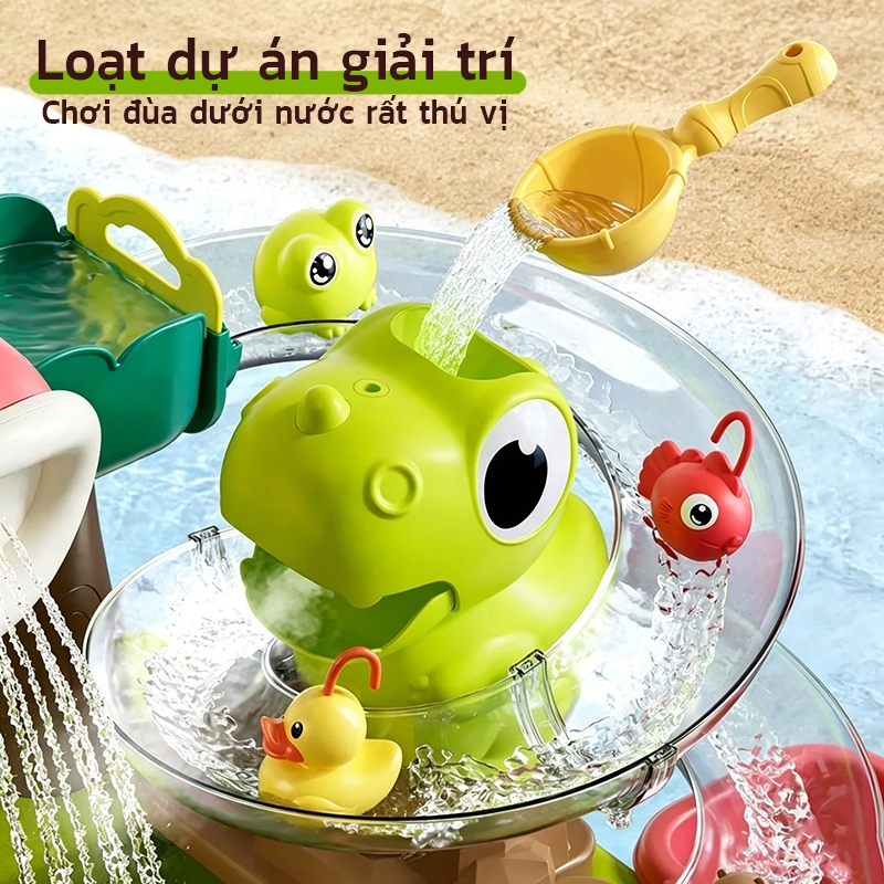 Bàn Chơi Nước Khủng Long Đa Năng Tại Nhà | Vòi Điện + Trượt Nước + Đánh Cá Cho Bé Chơi An Toàn