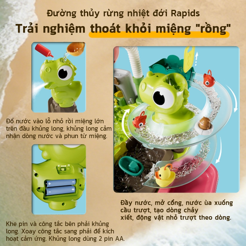 Đồ Chơi Bàn Nước Khủng Long 45 Phụ Kiện | Đa Chế Độ Chơi Nước An Toàn Cho Trẻ 3 Tuổi+