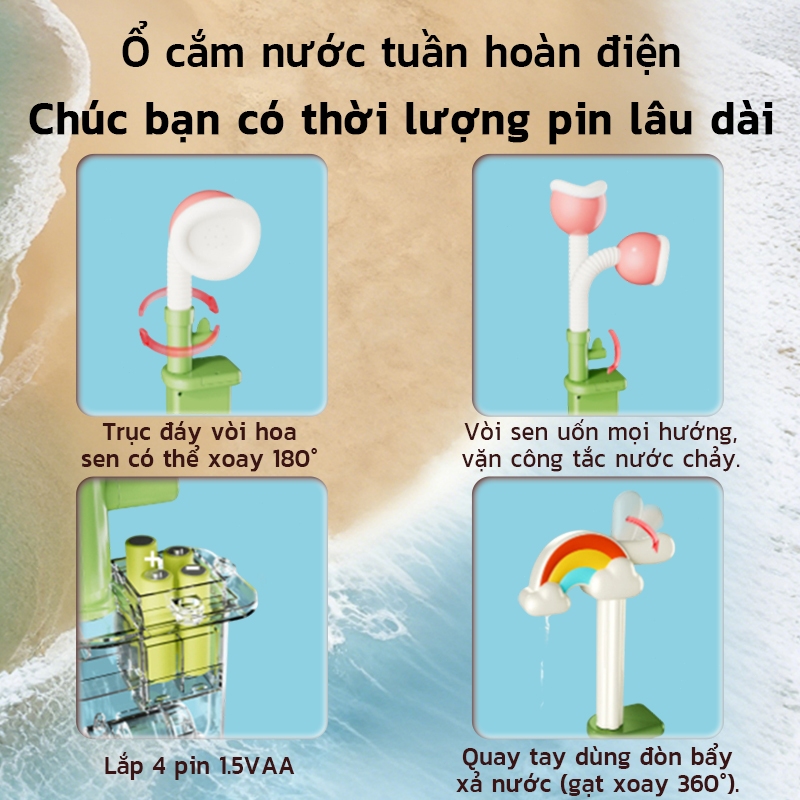 Bàn Chơi Nước Khủng Long Đa Năng Tại Nhà | Vòi Điện + Trượt Nước + Đánh Cá Cho Bé Chơi An Toàn