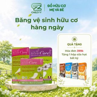 Băng vệ sinh hữu cơ hàng ngày Silvercare 100% cotton hữu cơ, độ hút ẩm cao, thông thoáng tốt