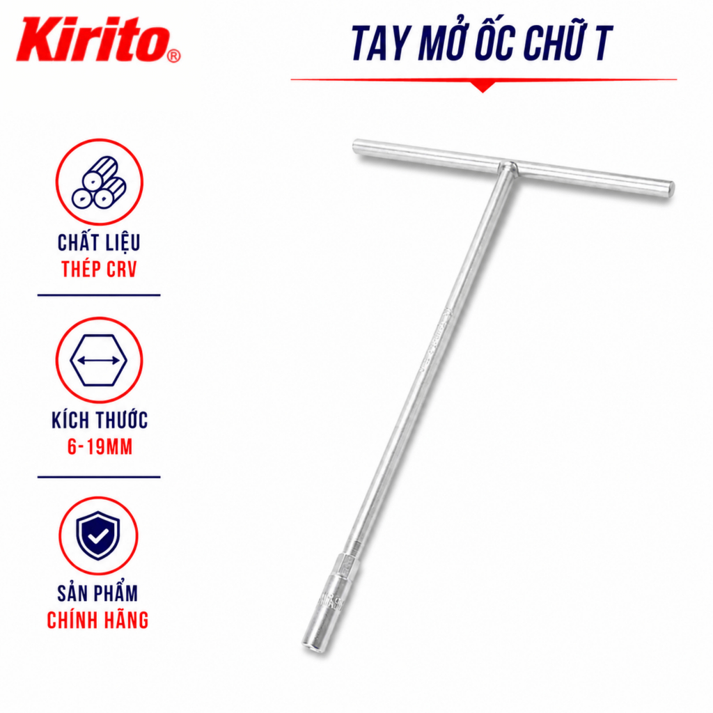 Tay mở ốc chữ T thép Crv Tay Dài Từ 6mm - 19mm Chuyên Dụng Để Vặn mở, siết bu lông, đai ốc