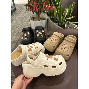 Giày sục bánh mì đế cao 7cm đính kèm stiker THỎ HOA SOCOLA