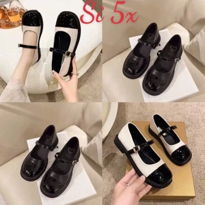 Giày búp bê pha màu vá mũi đế đốc 2cm