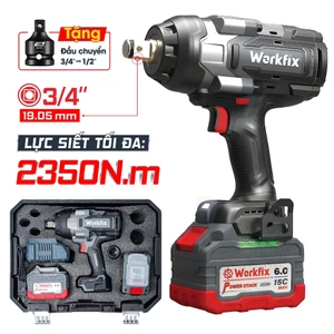 Máy Siết Bulong Pin Workfix WF-IW2350PRO Lực Siết 2350N.m Brushless 21V, Đầu 3/4 Inch, Kèm Pin Sạc Hộp