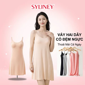 Váy Lót 2 Dây Có Mút Ngực SYLINEY Dáng Suông Sexy Chất Cotton Mềm Mỏng Thoáng Mát - V4