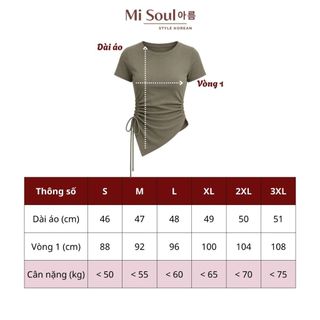 Áo Thun Khoét Bên Eo Vạt Nhọn Chất Cotton BigSize, Áo Cộc Tay Rút Eo Dây MiSoul 200