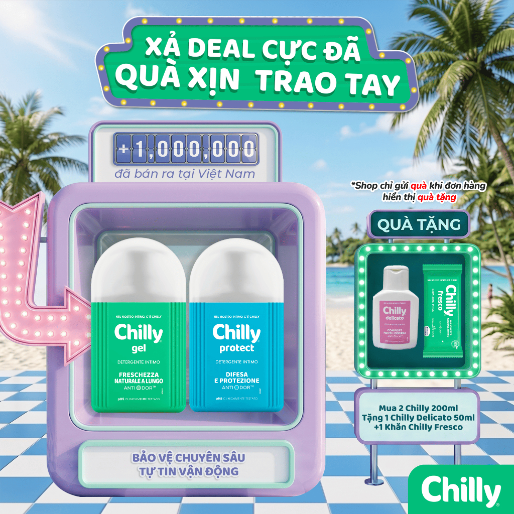 (LÁ CHẮN TƯƠI MÁT) Combo 2 dung dịch vệ sinh Chilly 200ml bảo vệ chuyên sâu, tự tin vận động