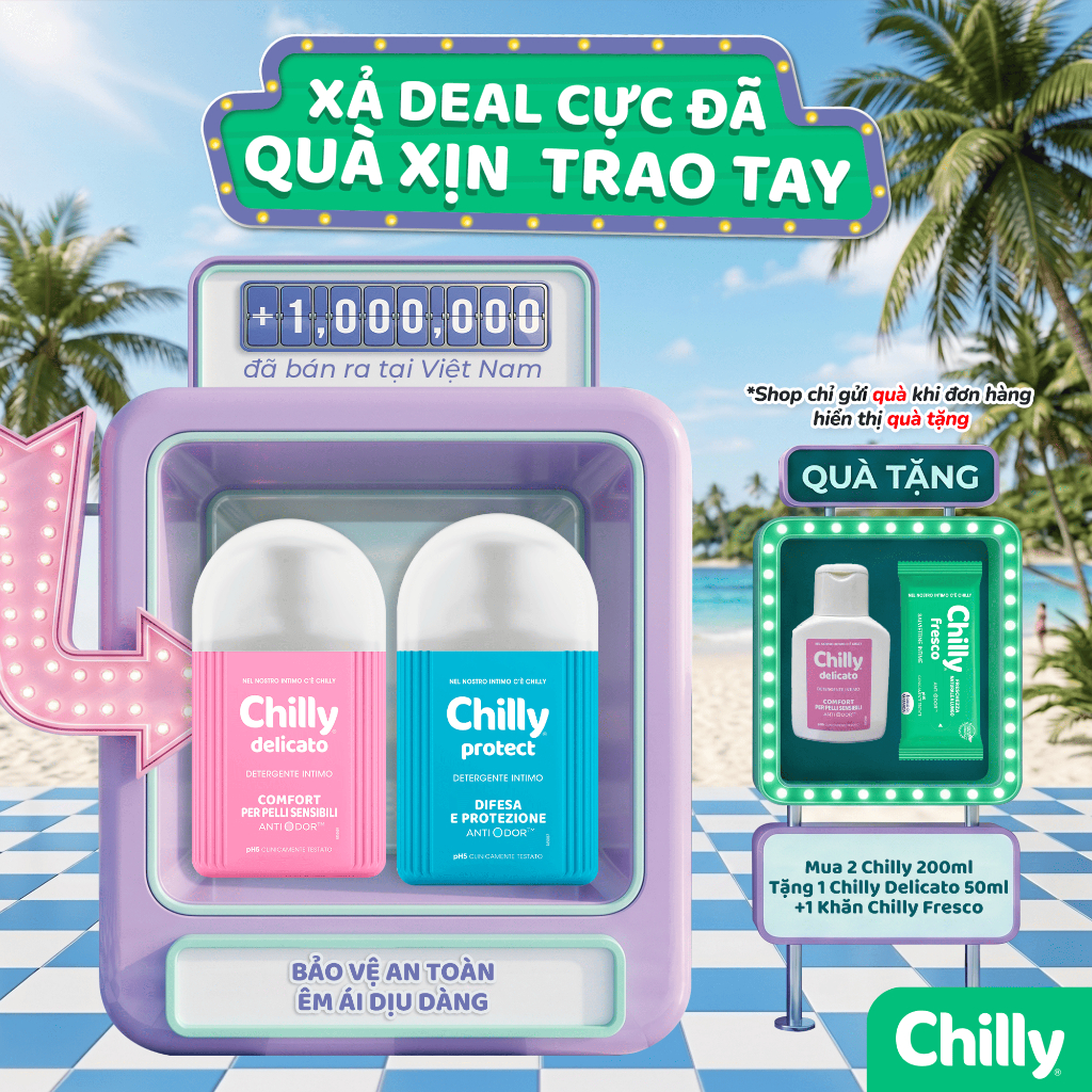 (LÁ CHẮN DỊU ÊM) Combo 2 Dung dịch vệ sinh Chilly Delicato+Protect 200ml dịu nhẹ, thoải mái mỗi ngày