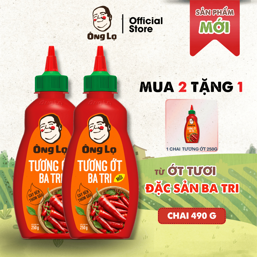Tương Ớt Ba Tri Ông Lọ Chai 490G - Hành trình Đặc Sản