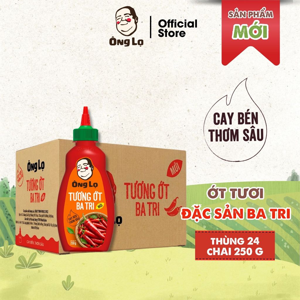 Thùng Tương Ớt Ba Tri Ông Lọ 24 Chai x 250G - Hành Trình Đặc Sản