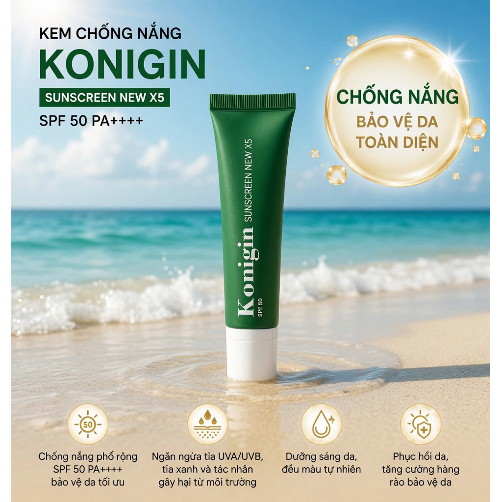 Kem Chống Nắng Konigin Sunscreen Bảo Vệ Da Trước Tác Động Ánh Nắng, Dưỡng Ẩm Nhẹ Tuýp 30g