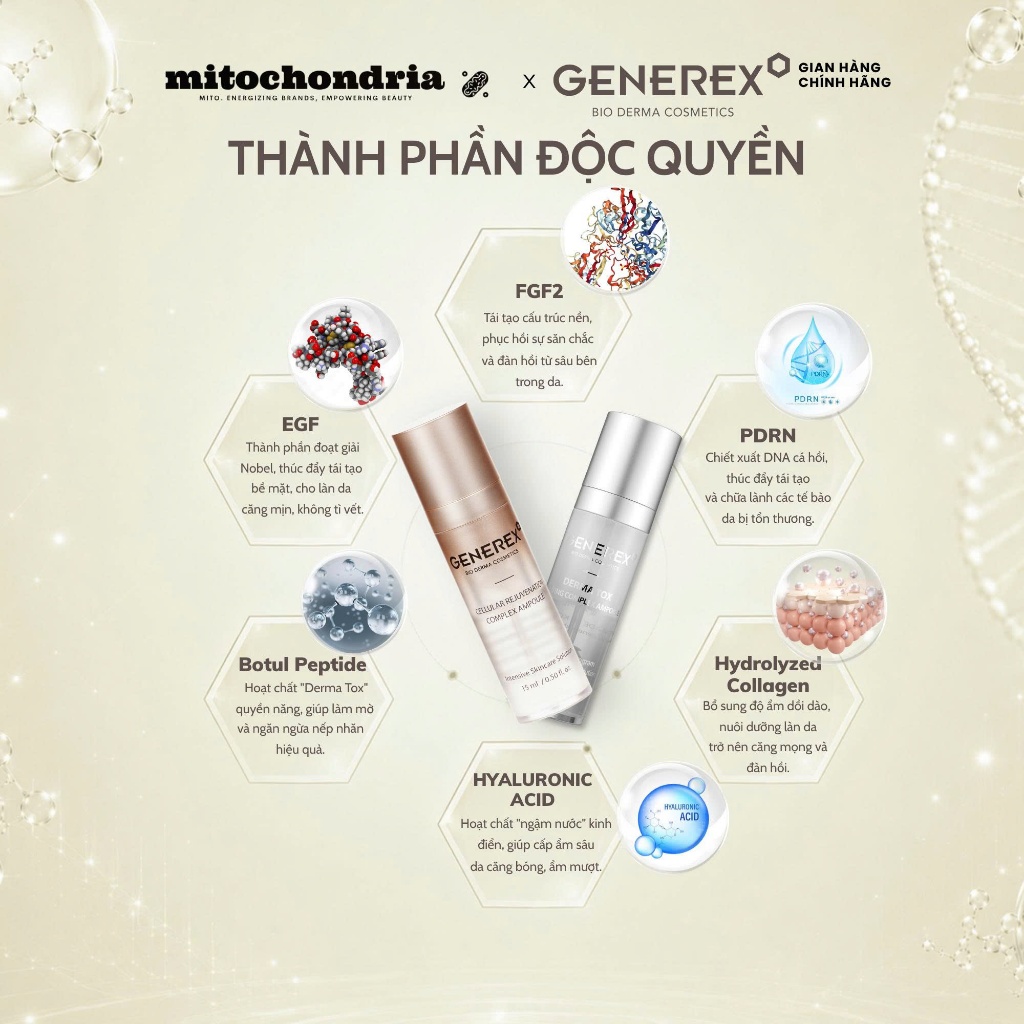 COMBO Nâng cơ & Tăng sinh Collagen Generex Rejuvenation Ampoule (15ml) - LIfting Ampoule (15ml)