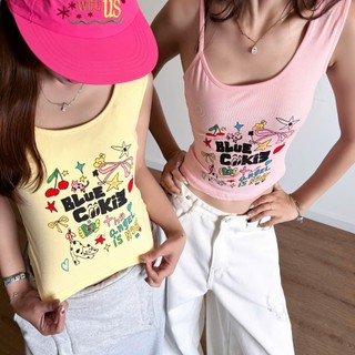 Áo Thun Croptop Blue Cookie Cotton Co Giãn Nhiều Màu | SSSTORE.Aesthetic