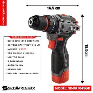 Máy khoan pin NỘI ĐỊA Động cơ không chổi than, 3 chức năng Đầu kẹp Autolock 10mm