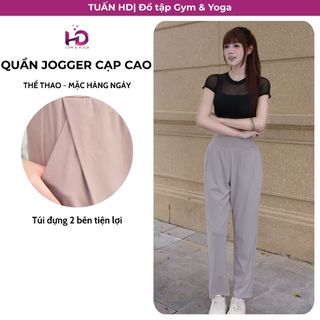 Quần Jogger tập gym, yoga, thể thao, mặc hàng ngày model 2559 Tuấn HD cạp cao, có túi 2 bên
