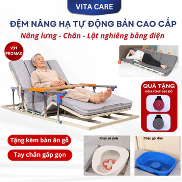 Đệm nâng hạ tự động Lưng - Chân - Lật nghiêng, Giường y tế, Giường bệnh nhân, giường gấp cho người già (BẢO HÀNH 2 NĂM)
