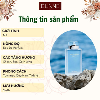 Nước Hoa Nữ Chiết Light Blue BLANC PERFUME, Dầu Thơm Hương Hoa Cỏ Trái Cây, Tươi Mát, Năng Động, Quyến Rũ