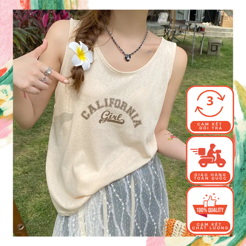 Áo Ba Lỗ Nữ In Chữ Đơn Giản Girl Chất Cotton Thoáng Mát Hàng Đẹp
