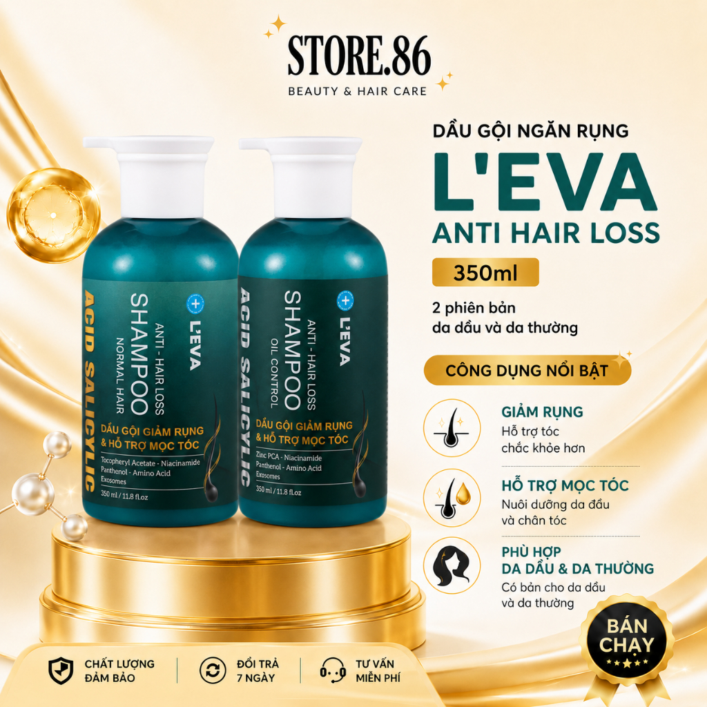 Dầu Gội L'EVA 350ml | Chăm Sóc Tóc Thưa Yếu, Dưỡng Tóc Mềm Mượt Cho Da Dầu & Da Thường