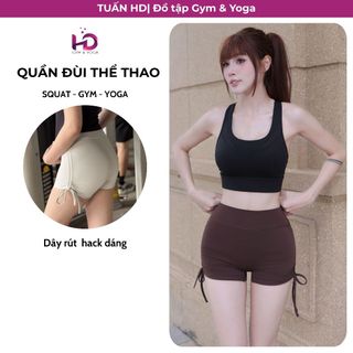 Quần đùi model DK62004.1.2004 Tuấn HD, Dây Rút 2 Bên Thể Thao Gym Yoga Cạp Cao