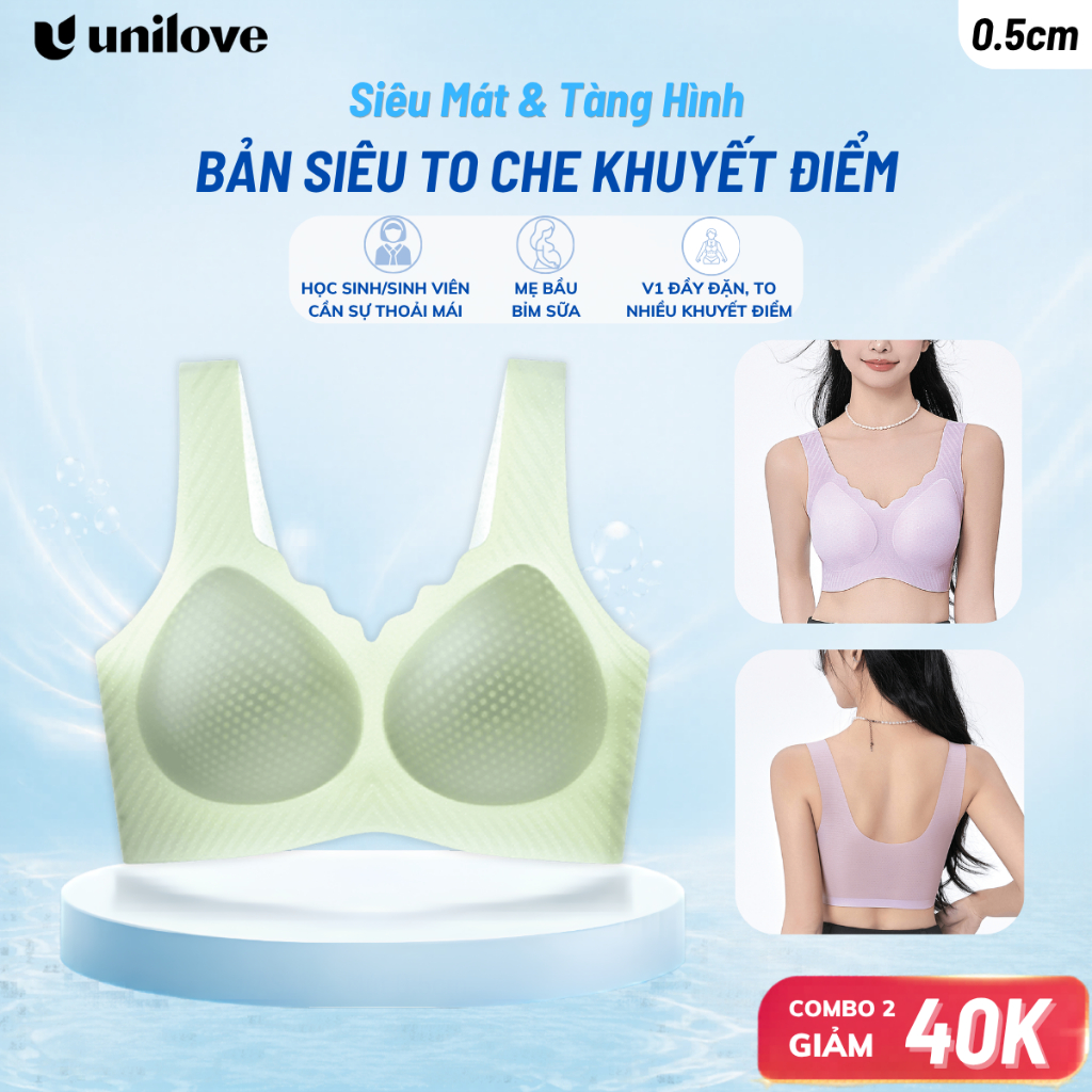 Áo Lót Bra Không Mắc Cài Bản Lưng To Siêu Tàng Hình Giảm Áp Lực Cho V1 To Unilove Siêu Mỏng Mát 217