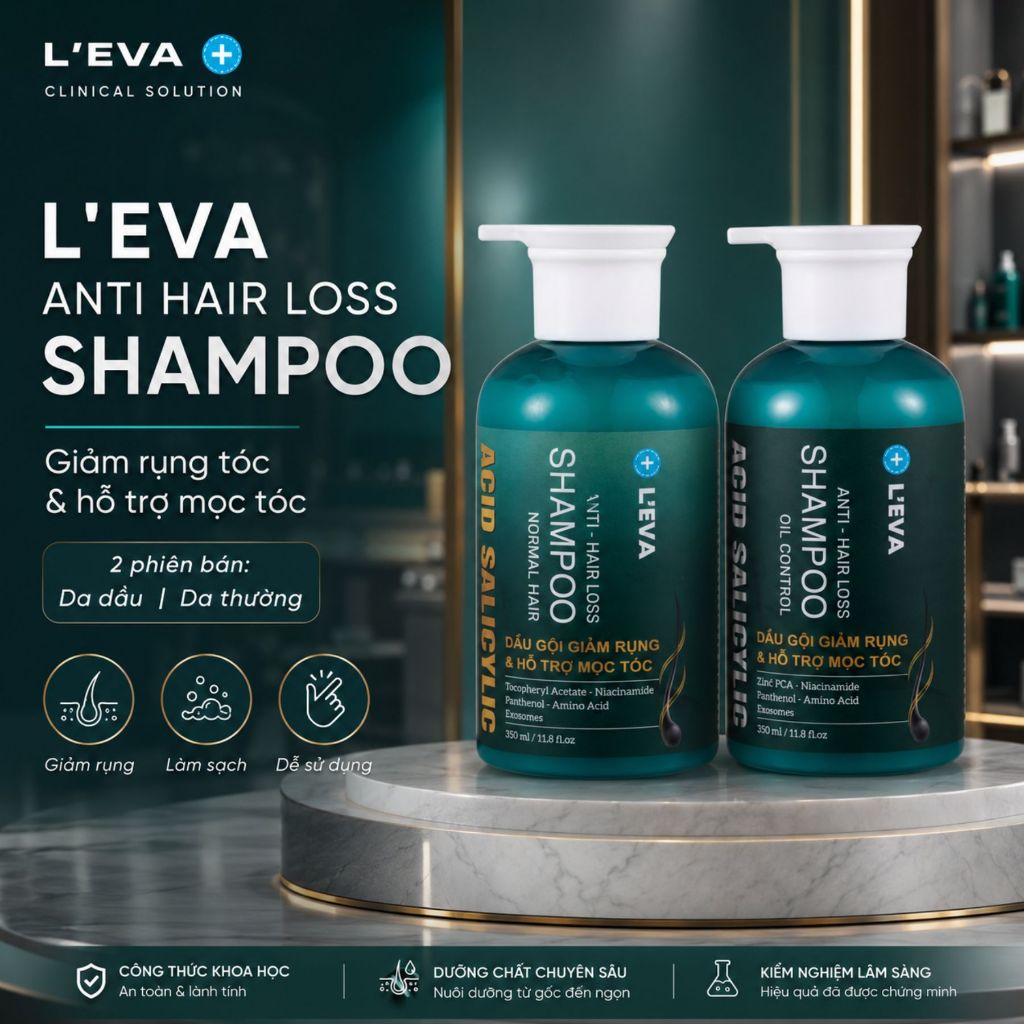 Dầu Gội L'EVA 350ml | Chăm Sóc Tóc Thưa Yếu, Dưỡng Tóc Mềm Mượt Cho Da Dầu & Da Thường