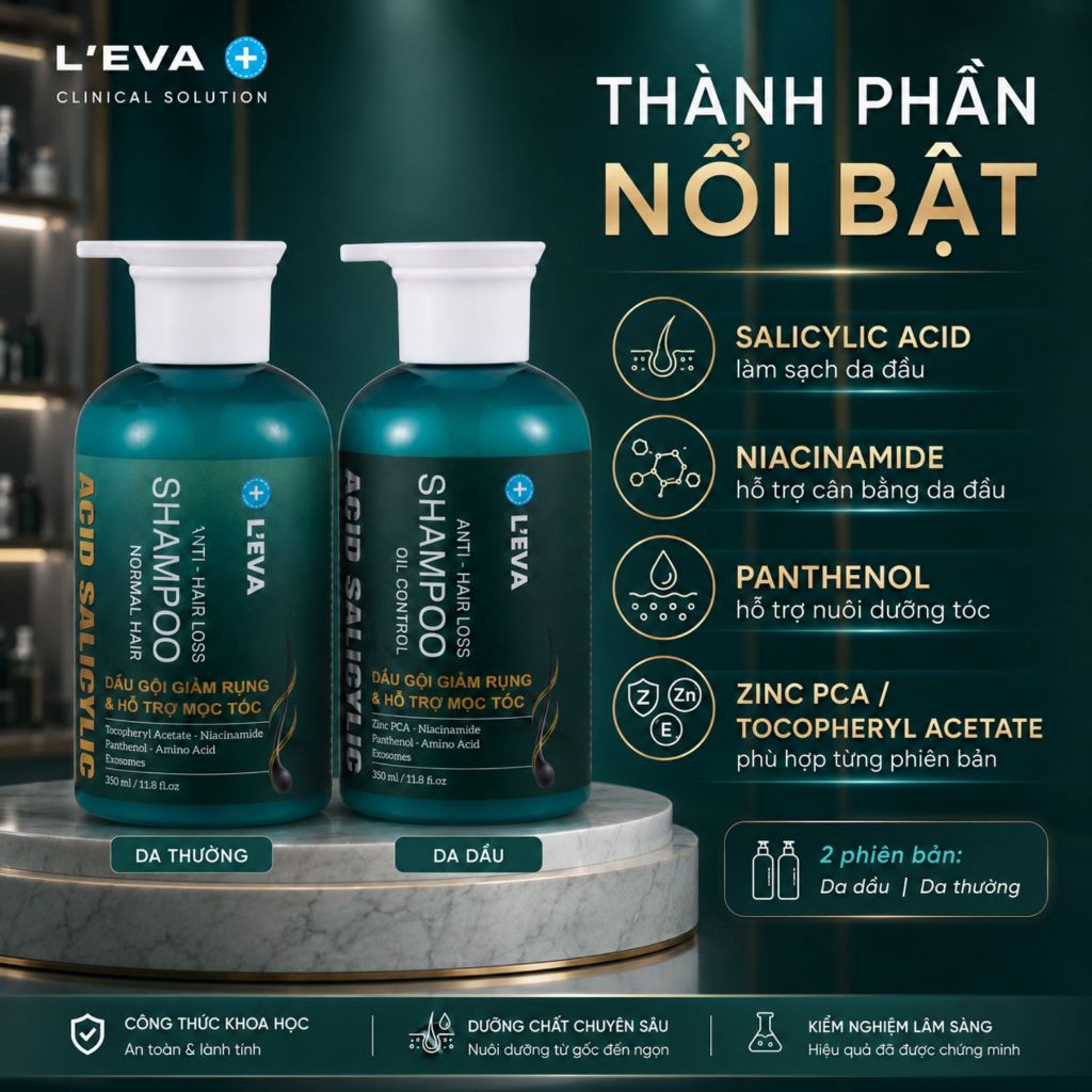 Dầu Gội L'EVA 350ml | Chăm Sóc Tóc Thưa Yếu, Dưỡng Tóc Mềm Mượt Cho Da Dầu & Da Thường