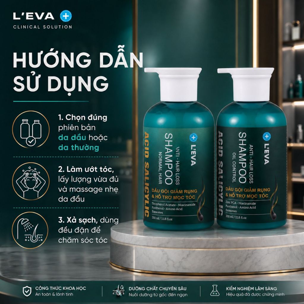 Dầu Gội L'EVA 350ml | Chăm Sóc Tóc Thưa Yếu, Dưỡng Tóc Mềm Mượt Cho Da Dầu & Da Thường