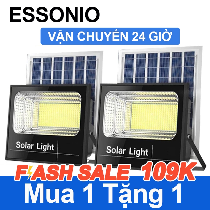 ESSONIO MUA 1 TẶNG 1 Đèn năng lượng mặt trời chống thấm nước đèn pha ngoài trời và trong nhà