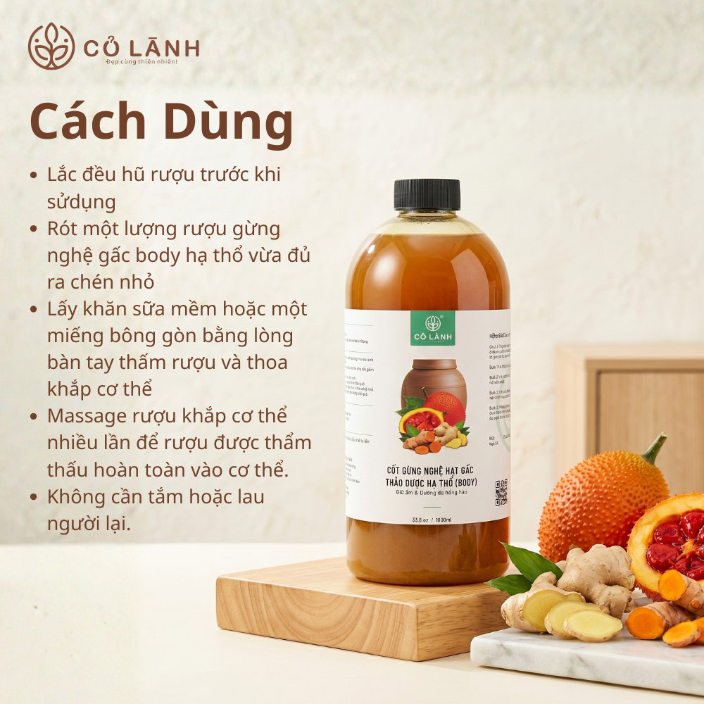 Nước Cốt Gừng Nghệ Gấc Cỏ Lành - Hỗ Trợ Giu Ấm Cơ Thể, Phòng Hậu Sản