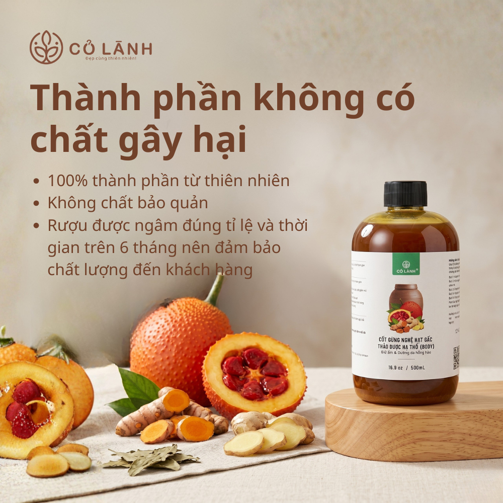 Nước Cốt Gừng Nghệ Gấc Cỏ Lành - Hỗ Trợ Giu Ấm Cơ Thể, Phòng Hậu Sản