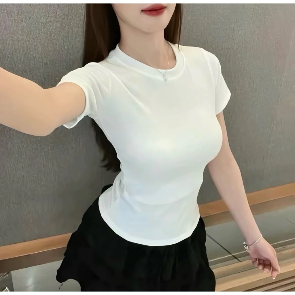 Áo Tăm Ngắn Ôm Body Cổ Tròn Ngắn Tay AZ CLOTHING Áo Thun Nữ Chất Cotton Mịn Co Giãn 4 Chiều Tôn Dáng Baby Tee