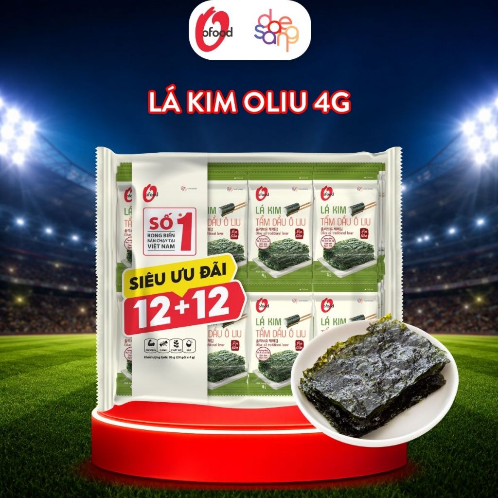 [PHIÊN BẢN 24 GÓI] Rong Biển Lá Kim O’Food Ô Liu 4G – Combo 12+12 – Ăn Liền Healthy