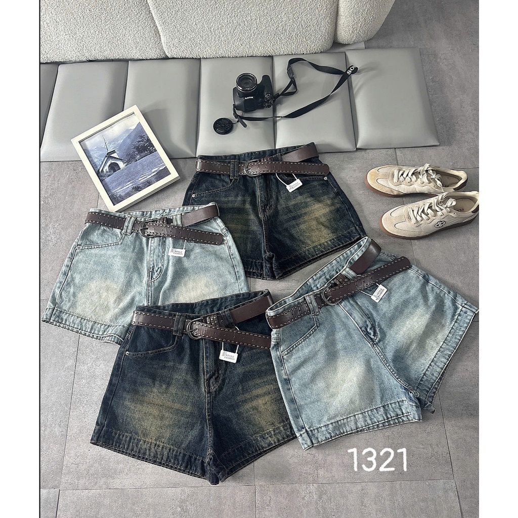 Quần Short Jean Nữ Bigsize 55-90kg Thêu Mèo Túi Sau, Quần Đùi Bò Nữ Cạp Cao Màu Xanh Bụi MS1321