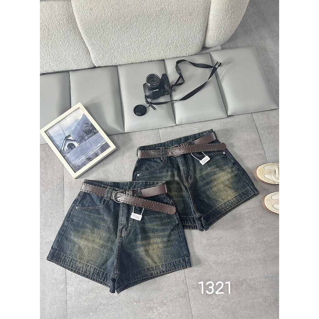 Quần Short Jean Nữ Bigsize 55-90kg Thêu Mèo Túi Sau, Quần Đùi Bò Nữ Cạp Cao Màu Xanh Bụi MS1321